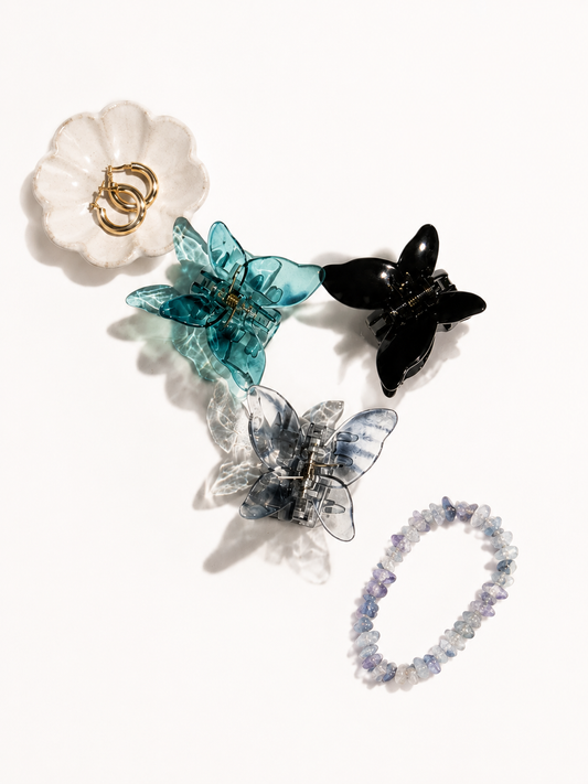Blue Aura Butterfly Hair Claws